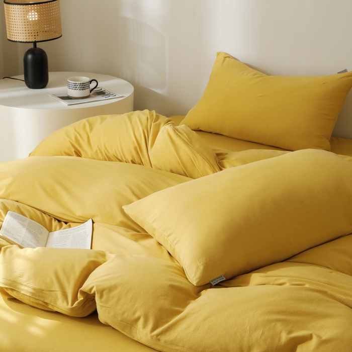 91家纺网 家纺一手货源 找家纺 梦可莱家居 2025春夏新品全棉针织棉纯色系列 青柠黄