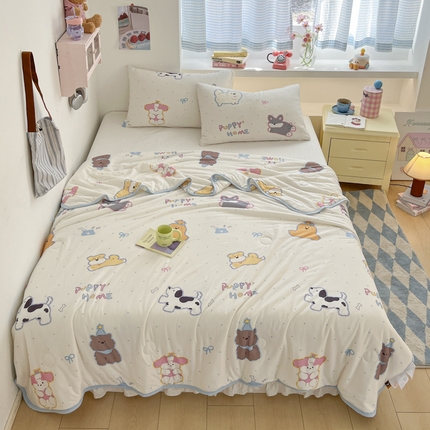 桃子家居  2025新款A类高品质牛奶针织棉软糯大豆夏被 针织棉-欢乐颂