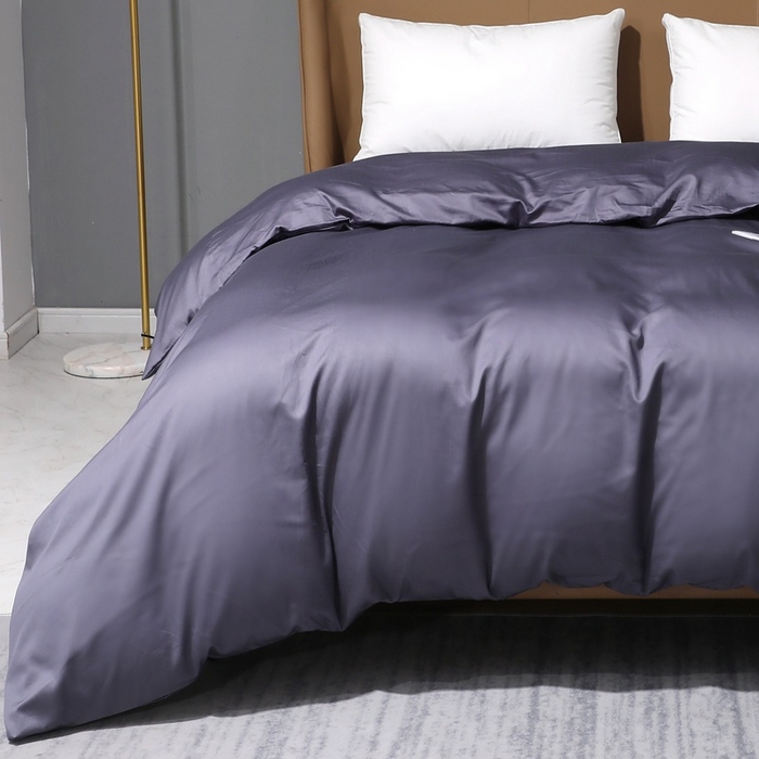 91家纺网 家纺一手货源 找家纺 晶缦家纺 2025新款全棉纯棉50支双股贡缎长绒棉纯色单品被套 绮芸-深度灰