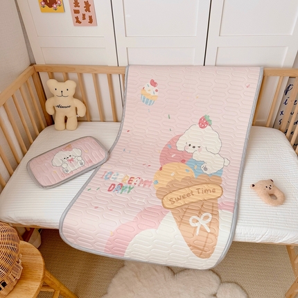 美乐迪家纺 2025新款儿童乳胶凉席 冰淇淋小狗