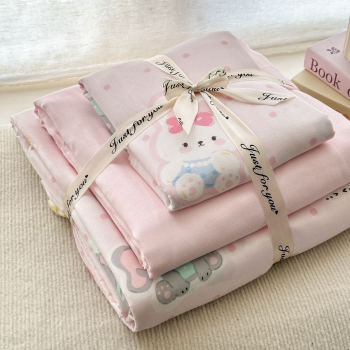 91家纺网 家纺一手货源 找家纺 2025新款双层纱印花卡通四件套-叠拍 趣味王国