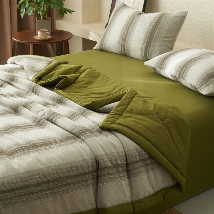 91家纺网 家纺一手货源 找家纺 2025新款全棉色织大提花棉花夏凉被 被子被芯 西雅-绿