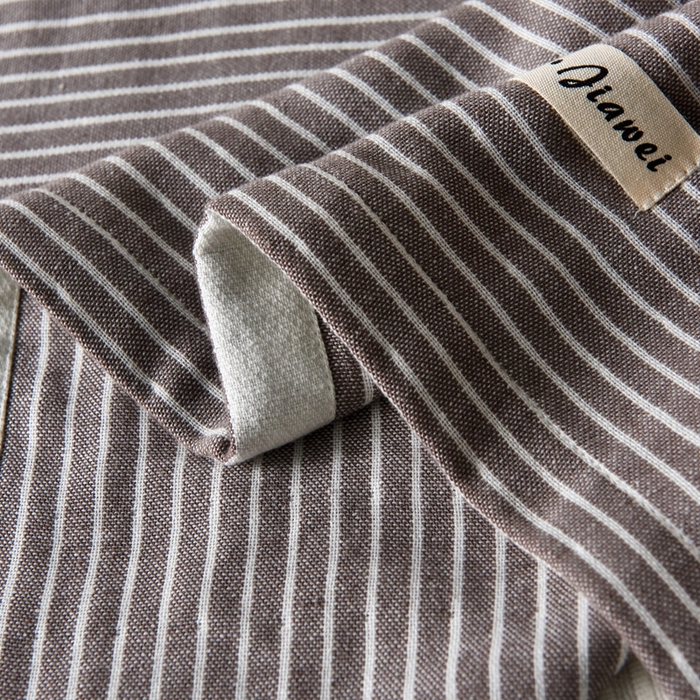 91家纺网 家纺一手货源 找家纺 朴尔家纺-毛巾被 2025新款日系条纹全棉三层纱布枕巾 简约条纹枕巾咖啡