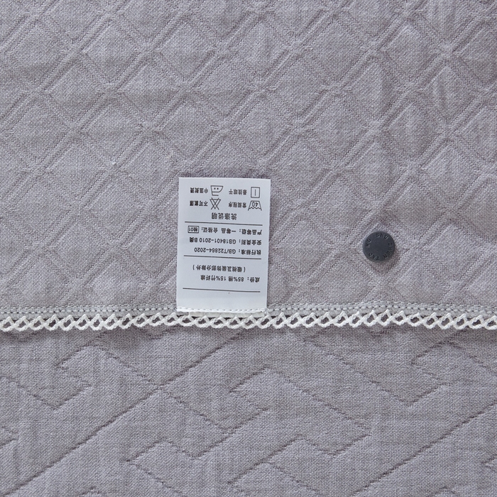 91家纺网 家纺一手货源 找家纺 朴尔家纺-毛巾被 2025新款纱布毛巾绣花素色半包枕套枕巾系列 绣花半包枕套-浅灰