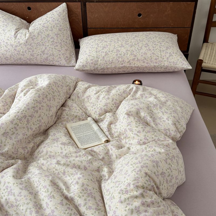 91家纺网 家纺一手货源 找家纺 典曼家纺 2025新款双层纱小清新印花四件套-床拍 半亩花田