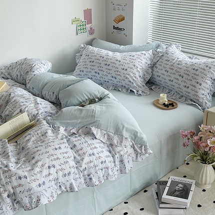 91家纺网 家纺一手货源 找家纺 （总）希丞家居 2025新款花卉泡泡纱花边四件套