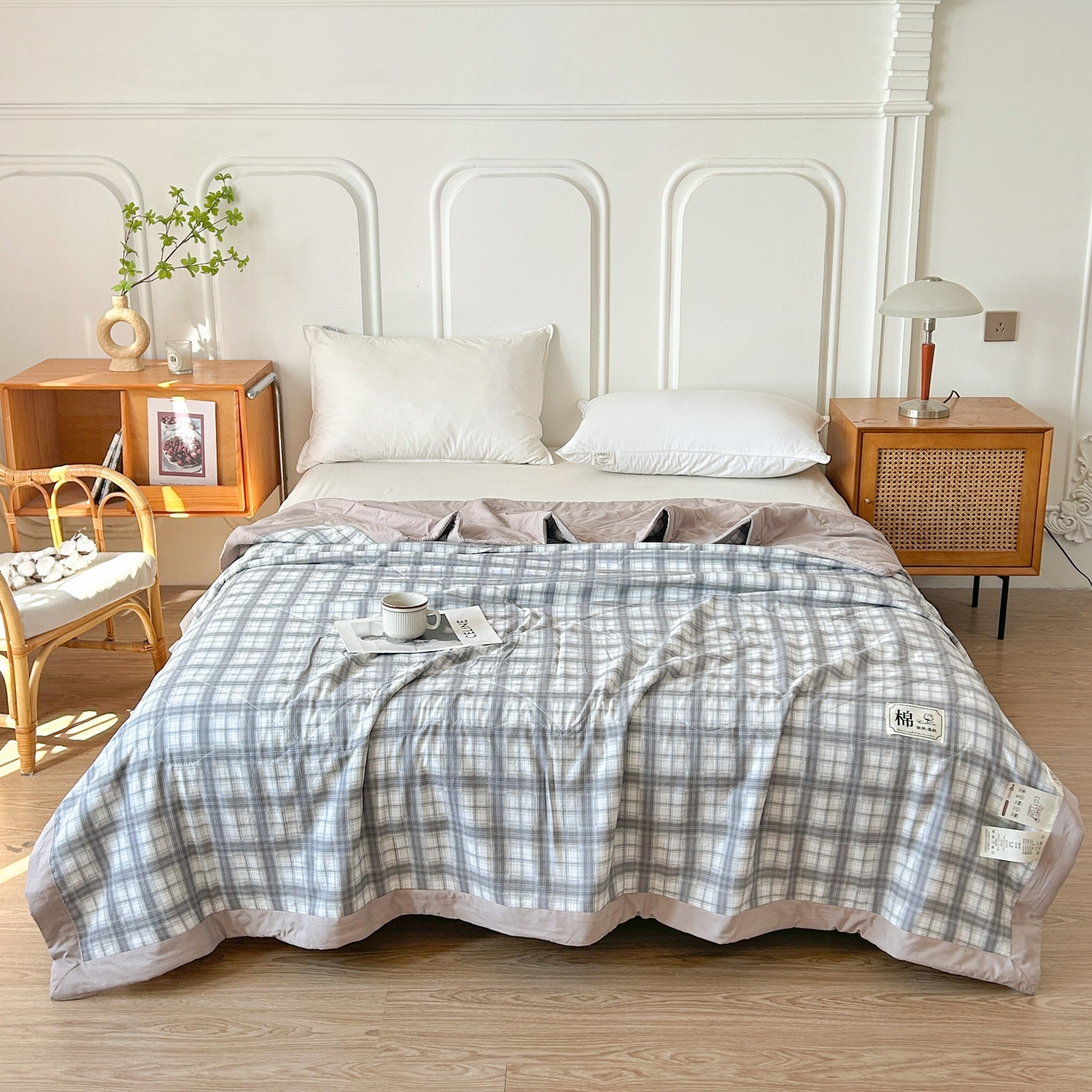 91家纺网 家纺一手货源 找家纺 佰丝居 2025新款A类水洗棉夏被100%新疆棉花被空调被夏凉被 雅致灰