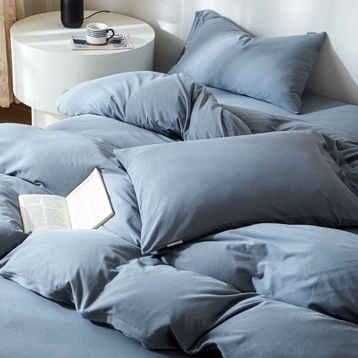 91家纺网 家纺一手货源 找家纺 梦可莱家居 2025春夏新品全棉针织棉纯色系列 蔚蓝