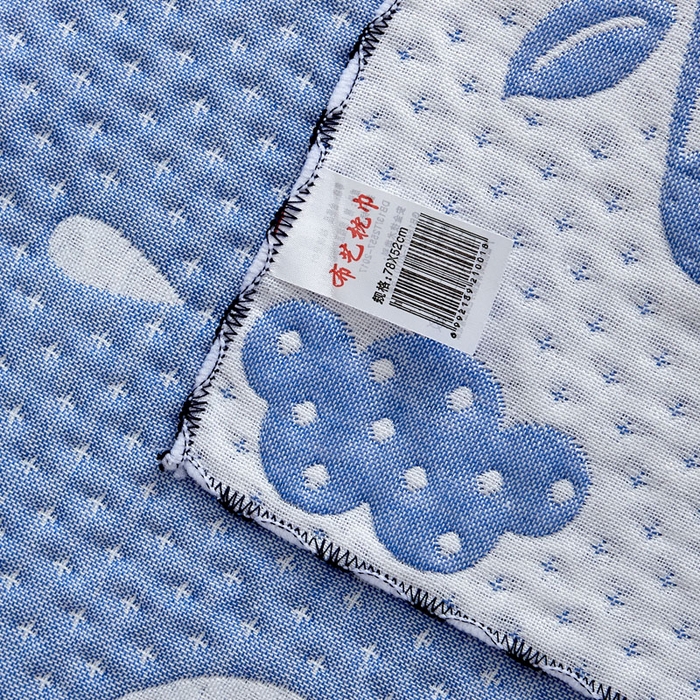 91家纺网 家纺一手货源 找家纺 朴尔家纺-毛巾被 2025新款蜂窝透气提花锁边立体枕巾 雨中兔-蓝
