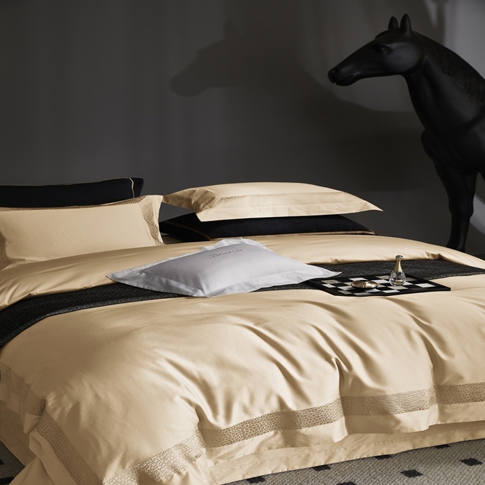 91家纺网 家纺一手货源 找家纺 爱情故事2025春夏居家新品四件套 臻彩（金色）