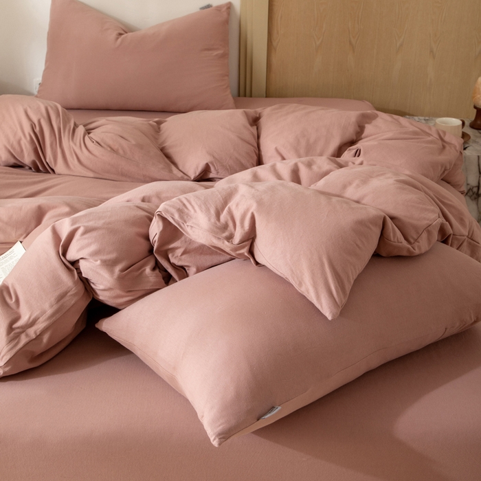 91家纺网 家纺一手货源 找家纺 梦可莱家居 2025春夏新品全棉针织棉纯色系列 树莓粉