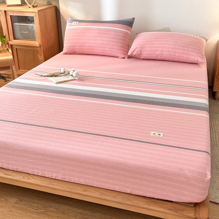 91家纺网 家纺一手货源 找家纺 21度C 2025新款A类全棉母婴级四件套单品系列-单床笠 豆蔻粉