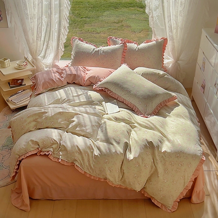 91家纺网 家纺一手货源 找家纺 （总）欧尚 2025新款针织棉双层纱四件套