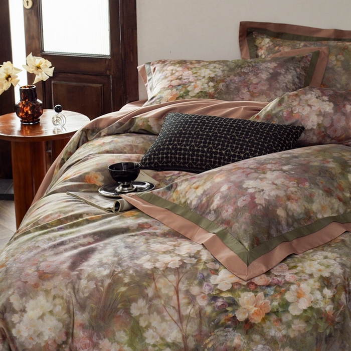 91家纺网 家纺一手货源 找家纺 由丽家纺 2025新款数码印花四件套 花姗月-粉