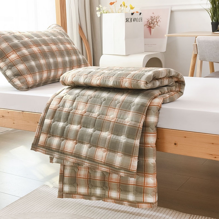 91家纺网 家纺一手货源 找家纺 恋绒家纺 无印风高低床学生床褥水洗棉宿舍上下铺软床垫 灰黄格