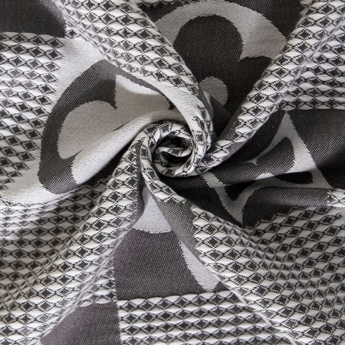 91家纺网 家纺一手货源 找家纺 朴尔家纺-毛巾被 2025新款全棉纱布蜂窝结构系列枕巾 幸运草-深灰