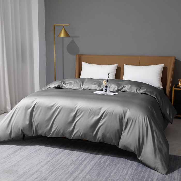 91家纺网 家纺一手货源 找家纺 晶缦家纺 2025新款全棉纯棉50支双股贡缎长绒棉纯色单品被套 绮芸-中度灰 