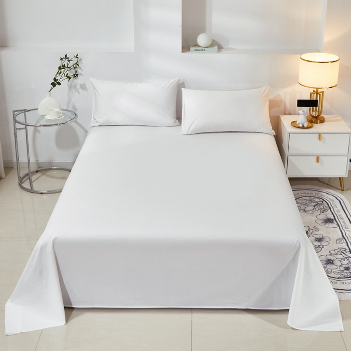 91家纺网 家纺一手货源 找家纺 晶缦家纺 2025新款喷气全棉13376纯棉斜纹纯色床单-沐兰 沐兰-本白