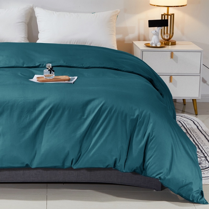 91家纺网 家纺一手货源 找家纺 晶缦家纺 2025新款喷气全棉13376纯棉斜纹纯色被套-沐兰 沐兰-孔雀绿