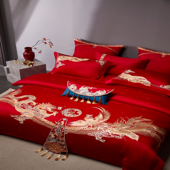 91家纺网 家纺一手货源 找家纺 爱情故事2025新款婚庆新品 千禧龙凤