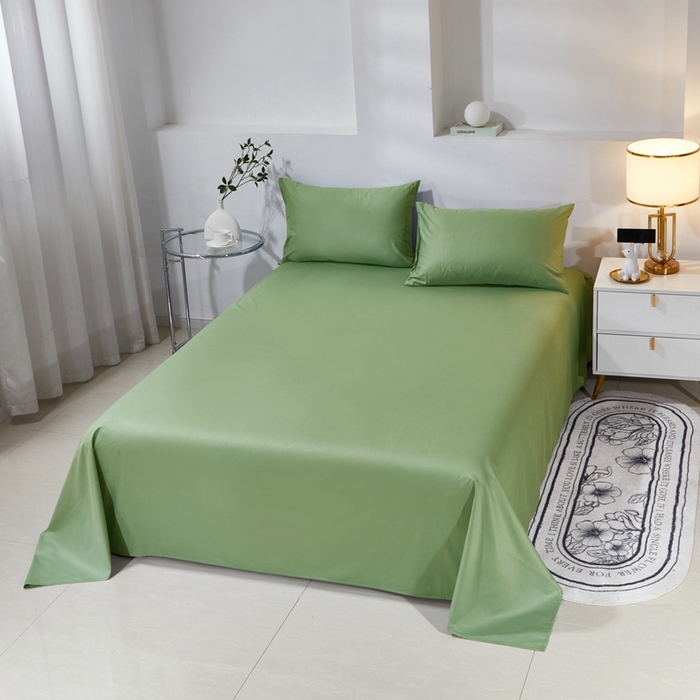 91家纺网 家纺一手货源 找家纺 晶缦家纺 2025新款喷气全棉13376纯棉斜纹纯色床单-沐兰 沐兰-抹茶绿