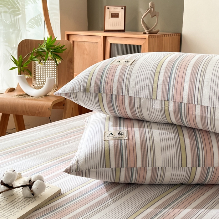 91家纺网 家纺一手货源 找家纺 21度C 2025新款A类全棉母婴级四件套单品系列-单枕套 沐妍粉