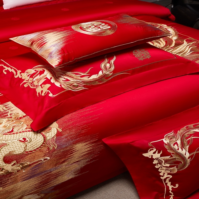 91家纺网 家纺一手货源 找家纺 爱情故事2025新款婚庆新品 龙凤呈祥2k