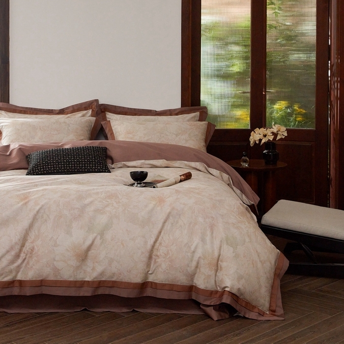 91家纺网 家纺一手货源 找家纺 由丽家纺 2025新款数码印花四件套 花依凝