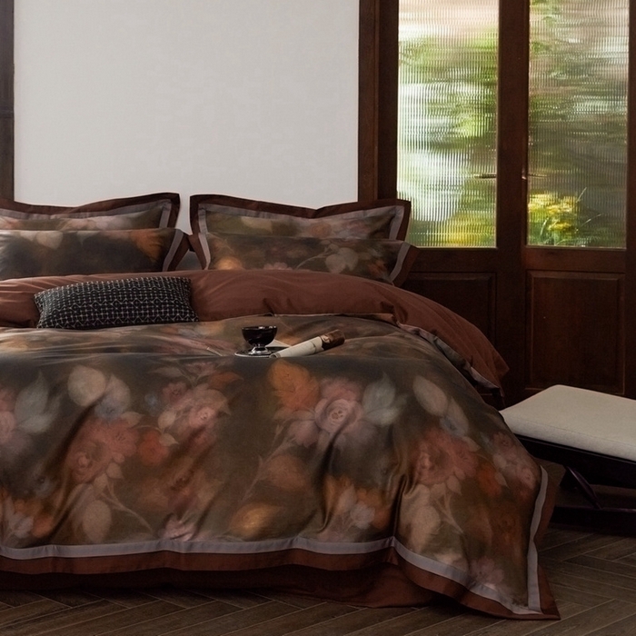 91家纺网 家纺一手货源 找家纺 由丽家纺 2025新款数码印花四件套 花黛玫