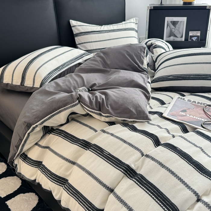 91家纺网 家纺一手货源 找家纺 简宜家居（朝初家纺） 2025新款40支全棉提花四件套（简川-星辰系列） 简川-乳白