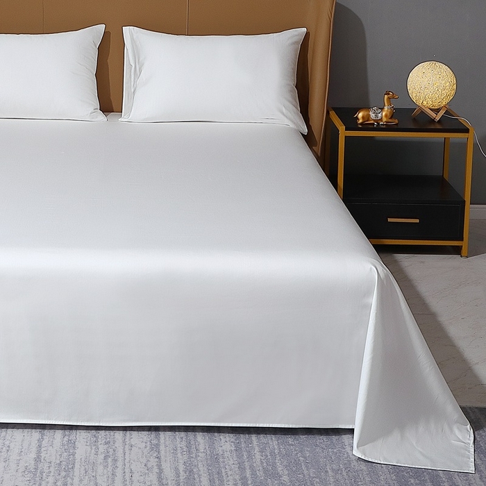 91家纺网 家纺一手货源 找家纺 晶缦家纺 2025新款全棉纯棉50支双股贡缎长绒棉纯色单品床单 绮芸-本白色