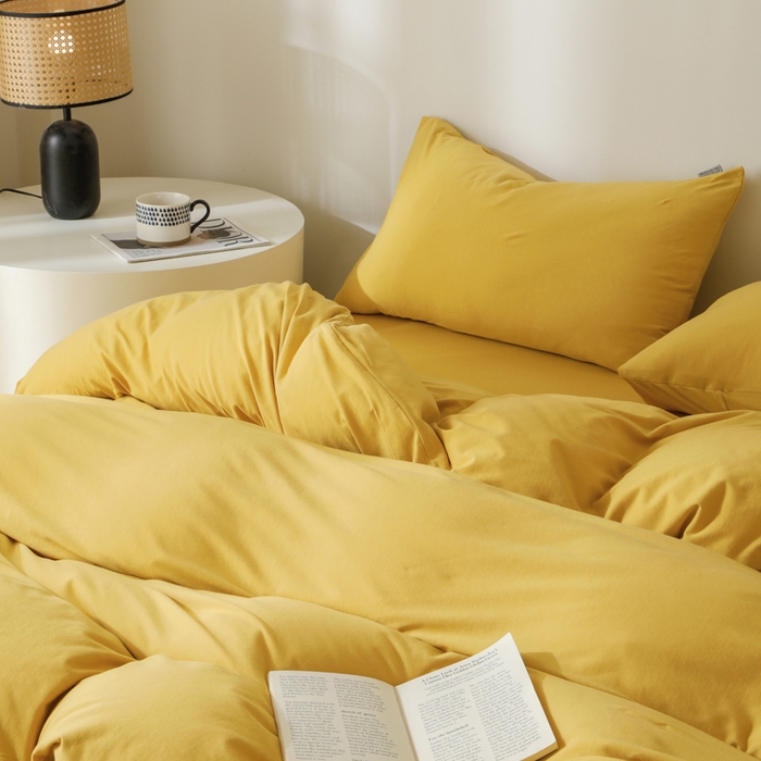 91家纺网 家纺一手货源 找家纺 梦可莱家居 2025春夏新品全棉针织棉纯色系列 青柠黄