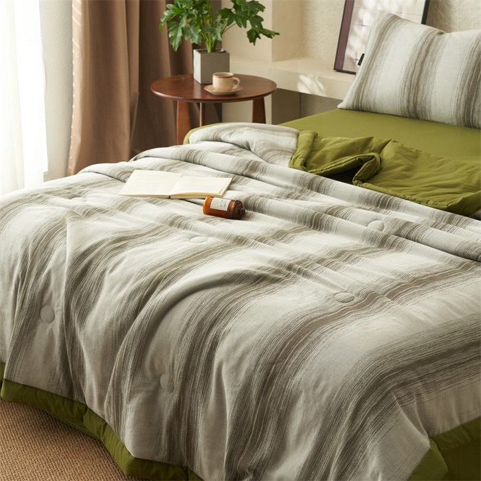 91家纺网 家纺一手货源 找家纺 2025新款全棉色织大提花棉花夏凉被 被子被芯 西雅-绿