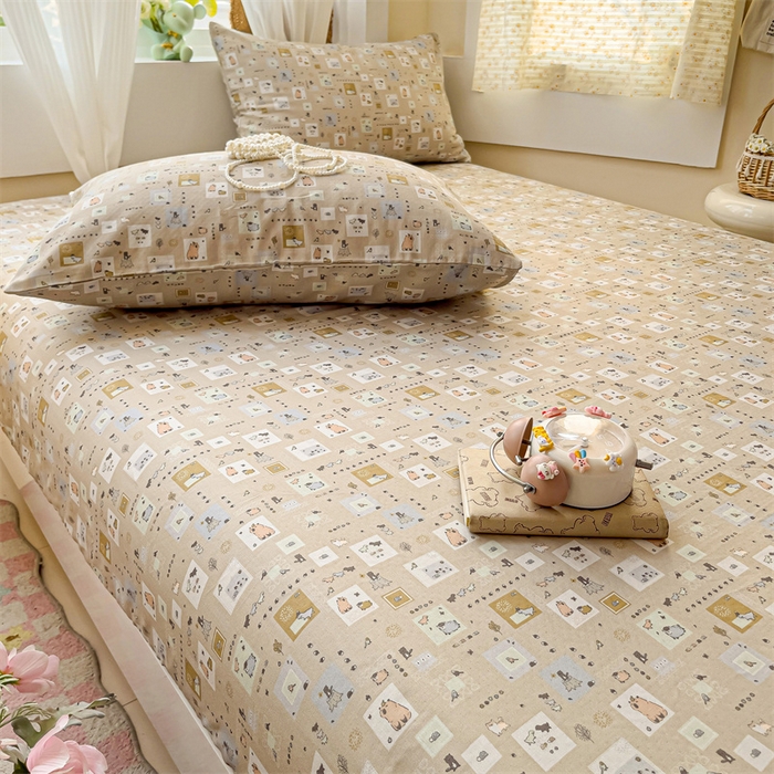 91家纺网 家纺一手货源 找家纺 名兮家居 2025新款全棉双层纱床笠 双层纱-波波乐园