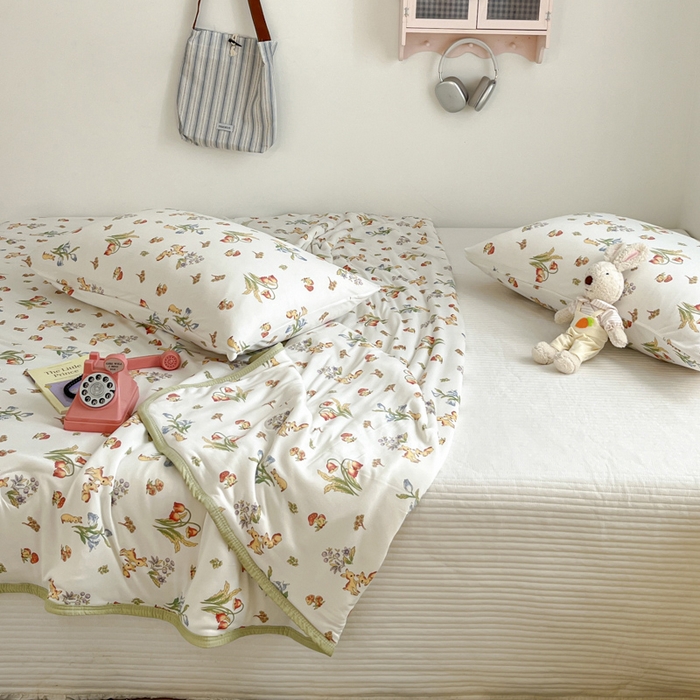 91家纺网 家纺一手货源 找家纺 桃子家居  2025新款A类高品质牛奶针织棉软糯大豆夏被 针织棉-花间小鹿