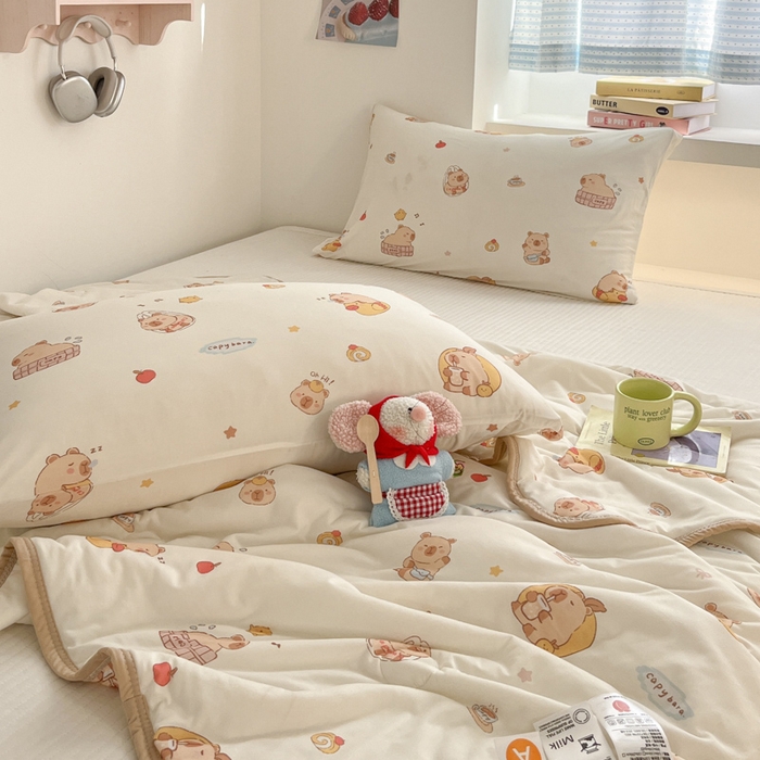 91家纺网 家纺一手货源 找家纺 桃子家居  2025新款A类高品质牛奶针织棉软糯大豆夏被 针织棉-可爱小豚鼠