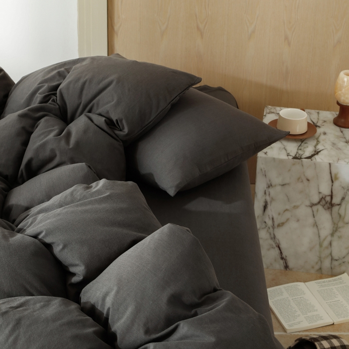 91家纺网 家纺一手货源 找家纺 梦可莱家居 2025春夏新品全棉针织棉纯色系列 碳灰