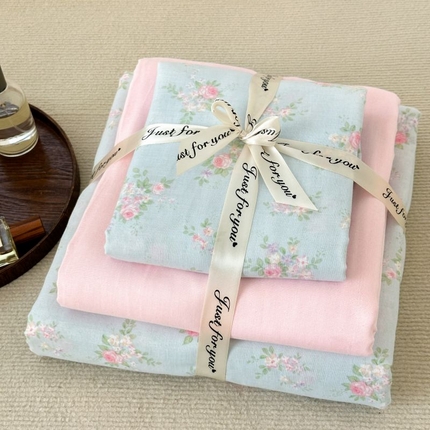 典曼家纺 2025新款双层纱小清新印花四件套-叠拍 浅兮