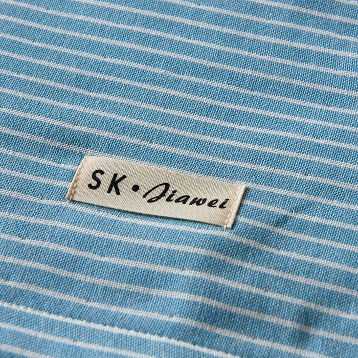 91家纺网 家纺一手货源 找家纺 朴尔家纺-毛巾被 2025新款日系条纹全棉三层纱布枕巾 简约条纹枕巾浅蓝