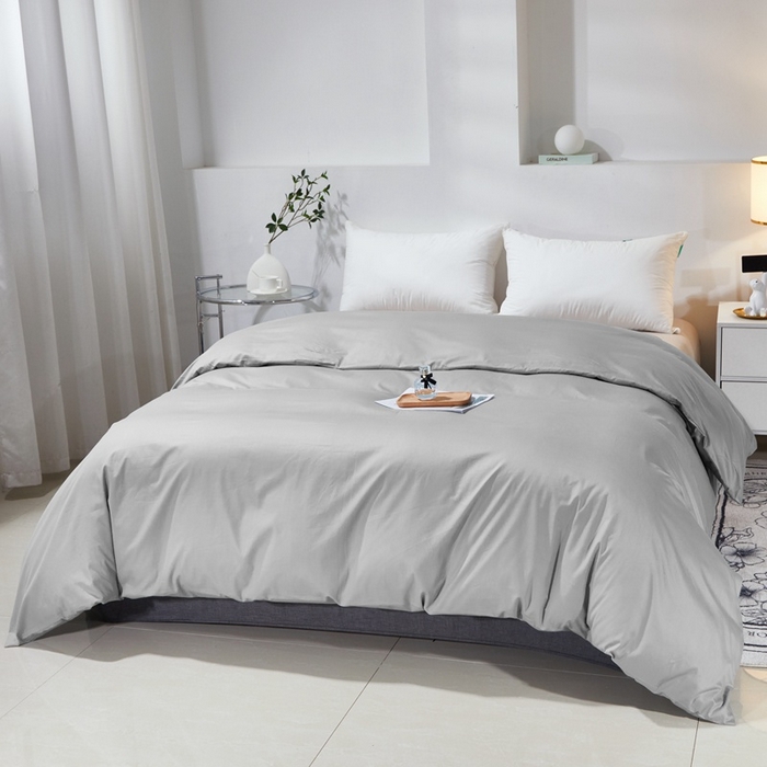 91家纺网 家纺一手货源 找家纺 晶缦家纺 2025新款喷气全棉13376纯棉斜纹纯色被套-沐兰 沐兰-典雅灰