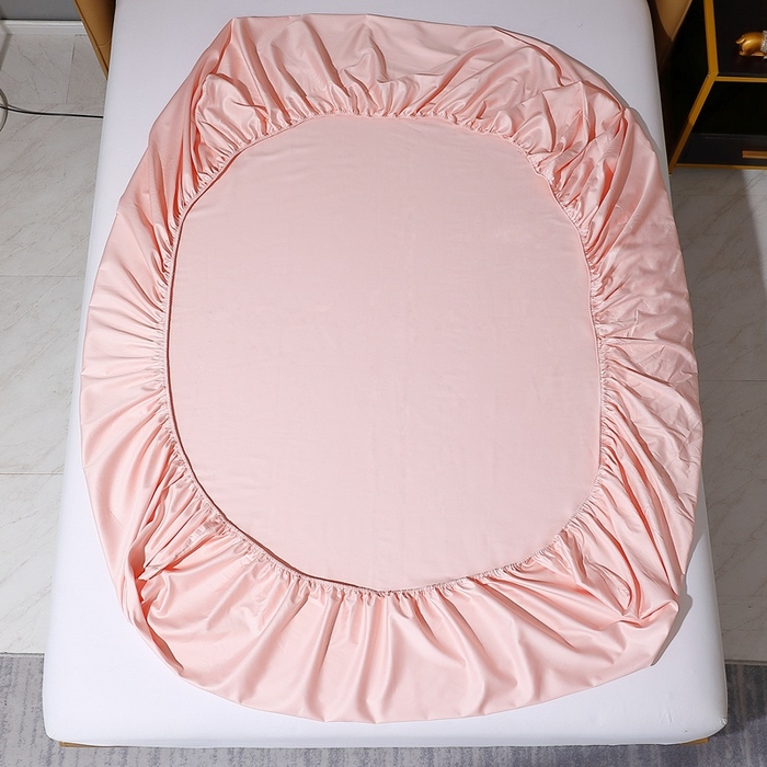 91家纺网 家纺一手货源 找家纺 晶缦家纺 2025新款全棉纯棉50支双股贡缎长绒棉纯色单品床笠 绮芸-浅粉玉