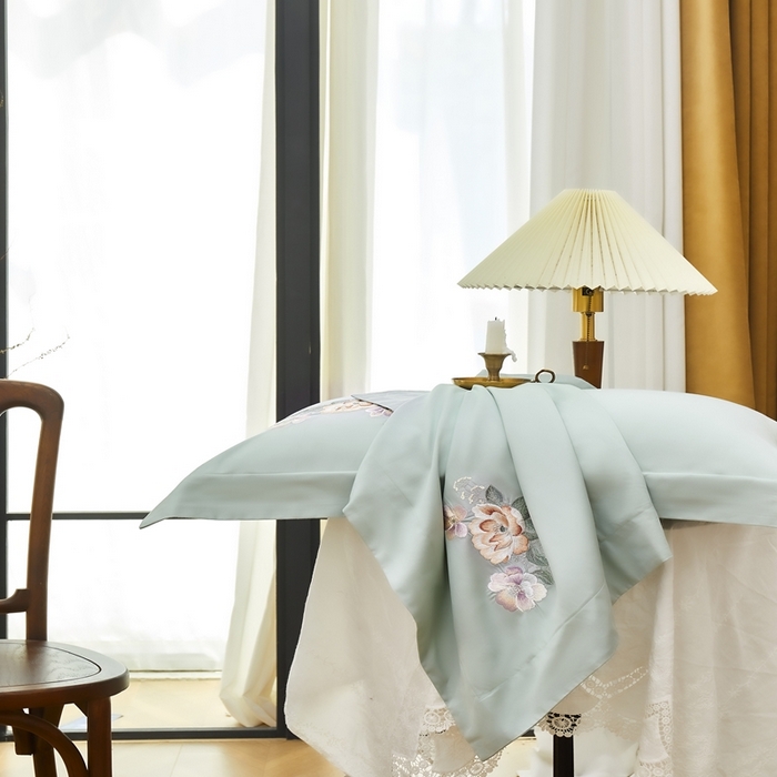 91家纺网 家纺一手货源 找家纺 爱情故事2025春夏居家新品四件套 盛夏-浅绿