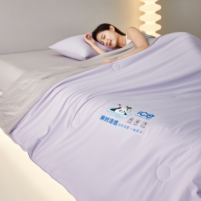 91家纺网 家纺一手货源 找家纺 大彩家居 2025新款锦氨冰激凌雪糕被 梦幻紫