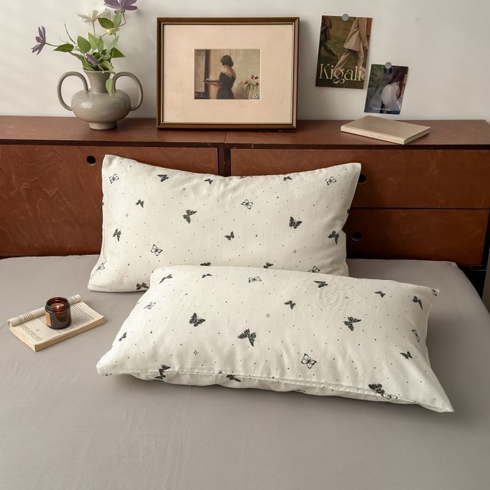 91家纺网 家纺一手货源 找家纺 典曼家纺 2025新款双层纱小清新印花四件套-床拍 蝶梦