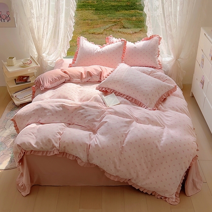 91家纺网 家纺一手货源 找家纺 （总）欧尚 2025新款针织棉双层纱四件套