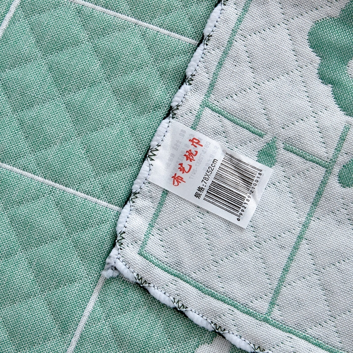91家纺网 家纺一手货源 找家纺 朴尔家纺-毛巾被 2025新款蜂窝透气提花锁边立体枕巾 可爱云-绿