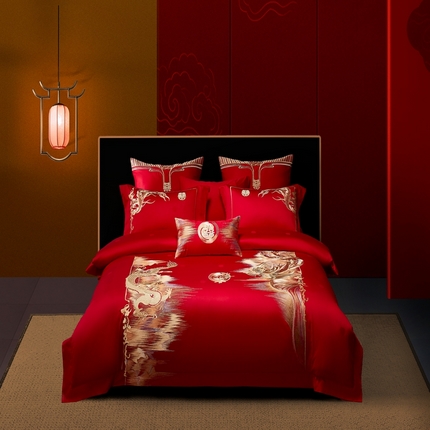 91家纺网 家纺一手货源 找家纺 爱情故事2025新款婚庆新品 龙凤呈祥2k