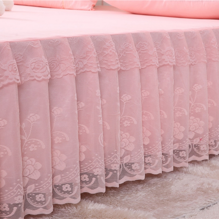 91家纺网 家纺一手货源 找家纺 情恒家纺 2025新款蕾丝床裙三件套系列-月满花香 玉色