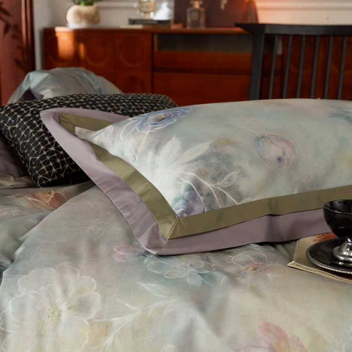 91家纺网 家纺一手货源 找家纺 由丽家纺 2025新款数码印花四件套 素芳-紫