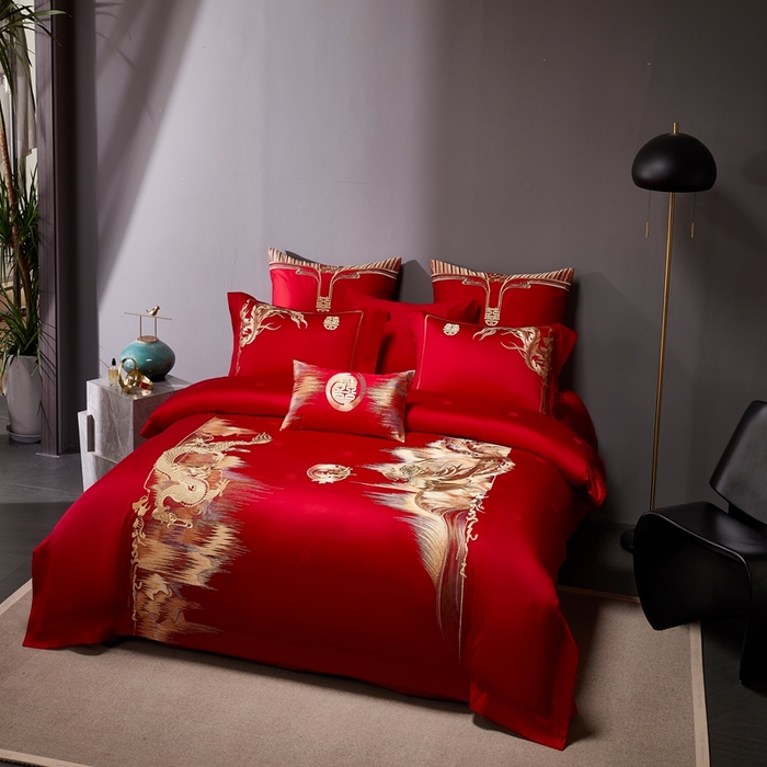 91家纺网 家纺一手货源 找家纺 爱情故事2025新款婚庆新品 龙凤呈祥2k